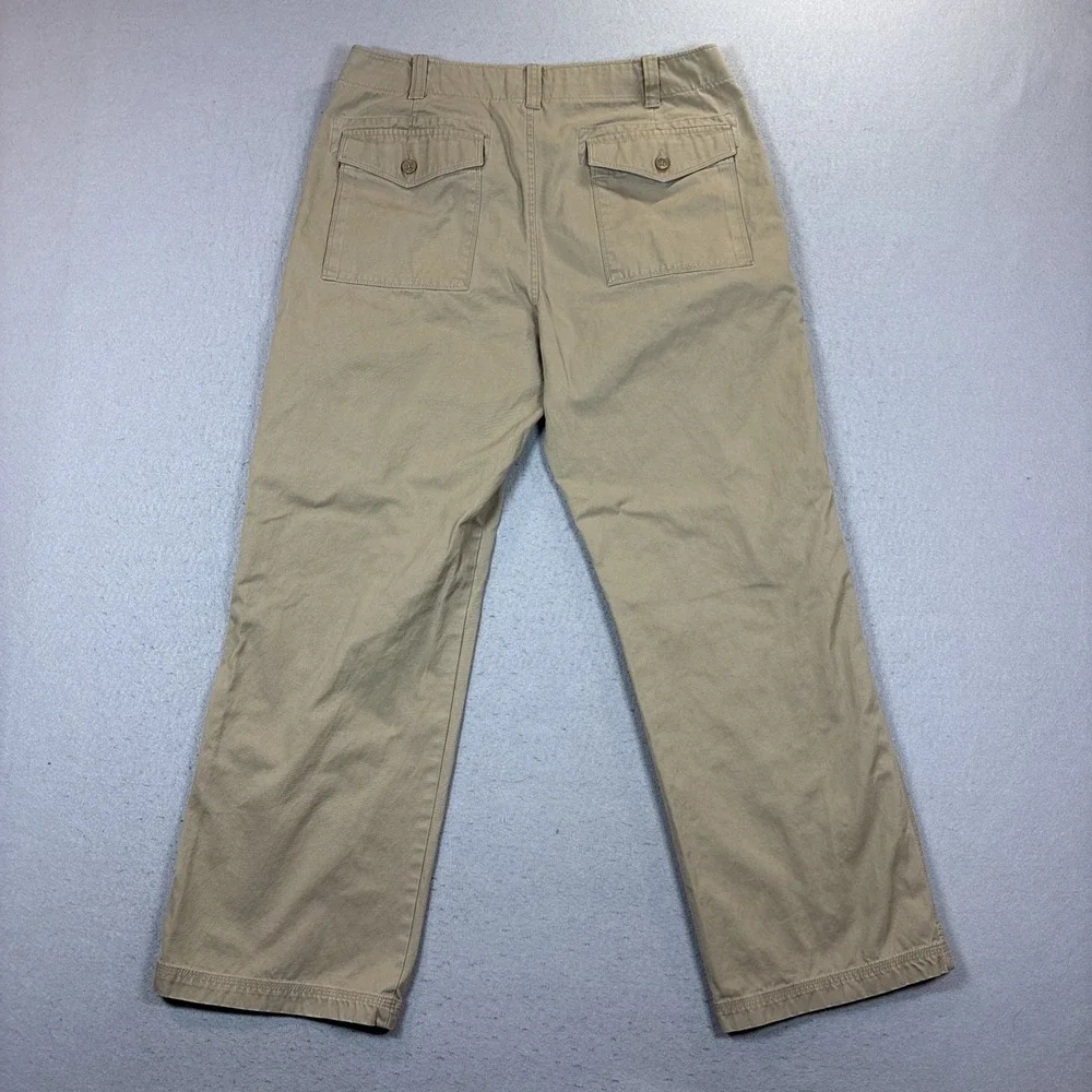 Banana Republic Men's Khaki Tan Chino Pants 33/30 Preppy Casual Flap Pockets Y2K